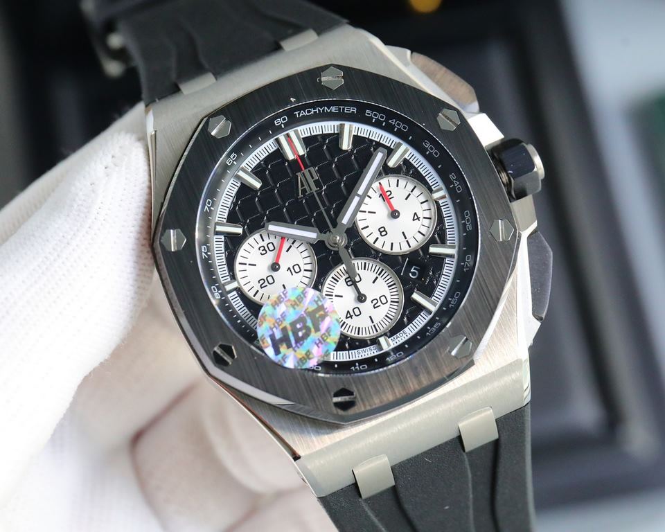 The same HBF latest Audemars Piguet, ceramic bezel   version     Audemars Piguet   Audemars Piguet Royal Oak Offshore Limited Edition Multifunctional Chronograph Mechanical Wristwatch Size 44MM17MM 【Bezel】 The bezel is t