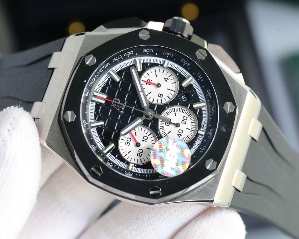 The same HBF latest Audemars Piguet, ceramic bezel   version     Audemars Piguet   Audemars Piguet Royal Oak Offshore Limited Edition Multifunctional Chronograph Mechanical Wristwatch Size 44MM17MM 【Bezel】 The bezel is t