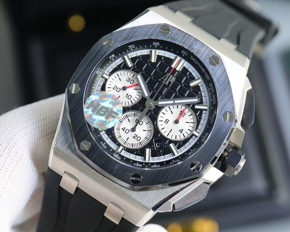 The same HBF latest Audemars Piguet, ceramic bezel   version     Audemars Piguet   Audemars Piguet Royal Oak Offshore Limited Edition Multifunctional Chronograph Mechanical Wristwatch Size 44MM17MM 【Bezel】 The bezel is t