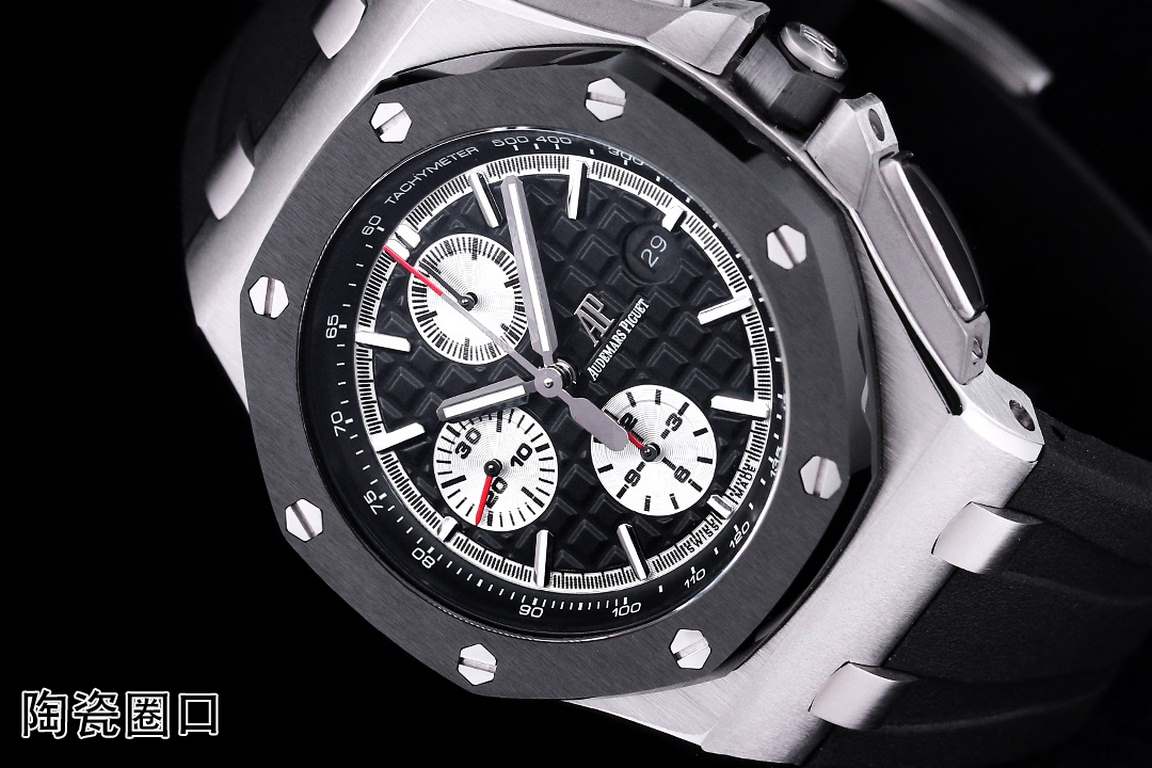 JF. Factory ceramic bezel   the highest version of the market     Audemars Piguet   Audemars Piguet Royal Oak Offshore Limited Edition Multifunctional Chronograph Mechanical Watch Size 44MM17MM 【Bezel】 bezel is the same 