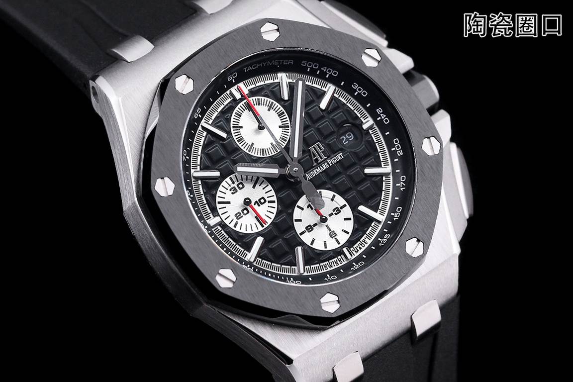 JF. Factory ceramic bezel   the highest version of the market     Audemars Piguet   Audemars Piguet Royal Oak Offshore Limited Edition Multifunctional Chronograph Mechanical Watch Size 44MM17MM 【Bezel】 bezel is the same 