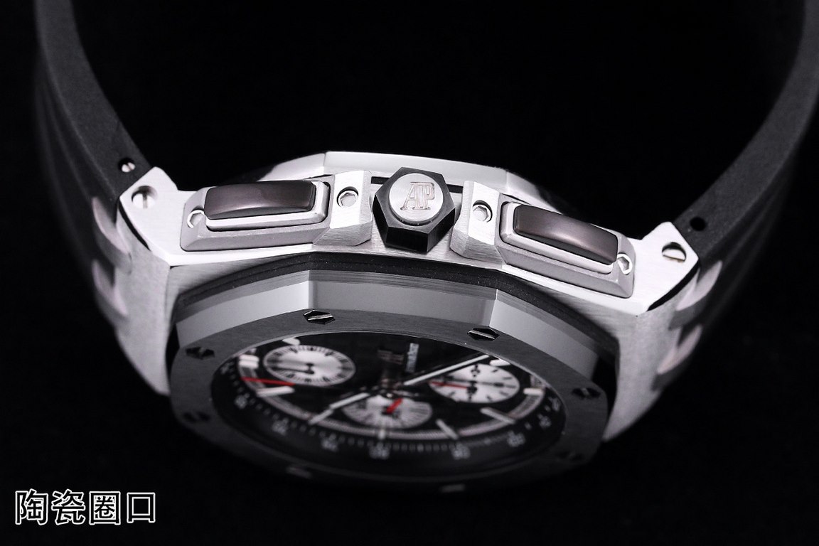 JF. Factory ceramic bezel   the highest version of the market     Audemars Piguet   Audemars Piguet Royal Oak Offshore Limited Edition Multifunctional Chronograph Mechanical Watch Size 44MM17MM 【Bezel】 bezel is the same 