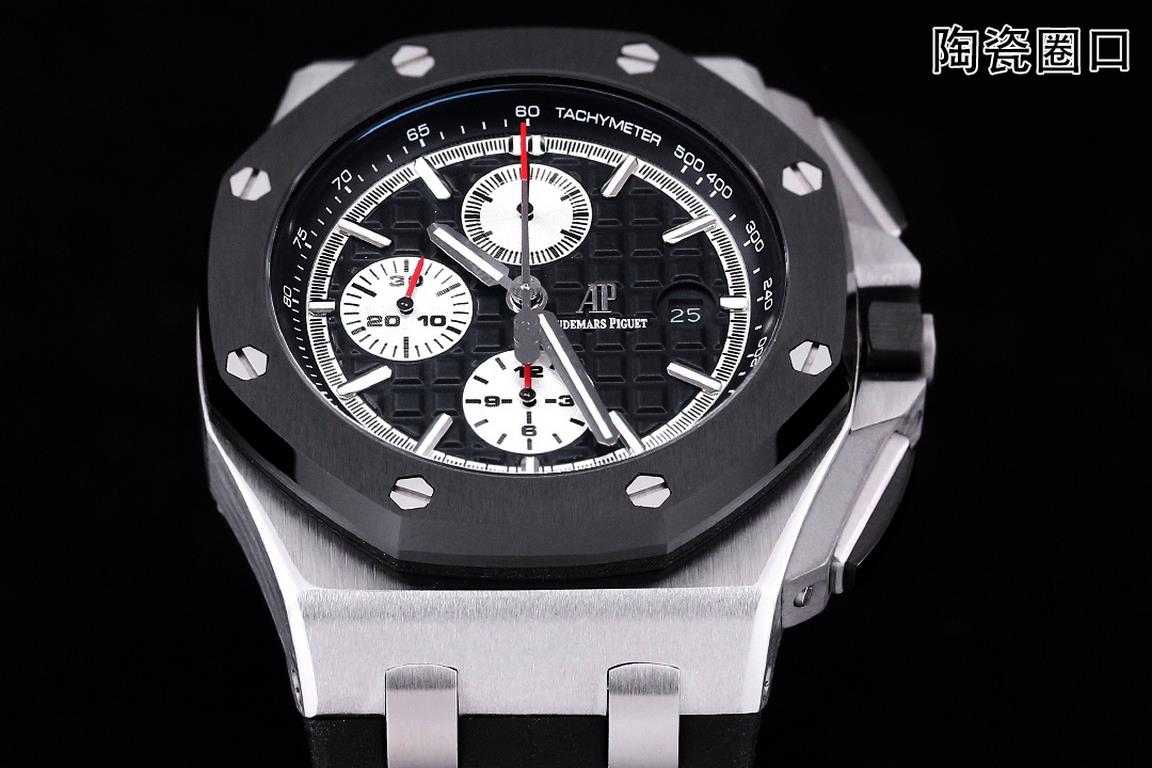 JF. Factory ceramic bezel   the highest version of the market     Audemars Piguet   Audemars Piguet Royal Oak Offshore Limited Edition Multifunctional Chronograph Mechanical Watch Size 44MM17MM 【Bezel】 bezel is the same 