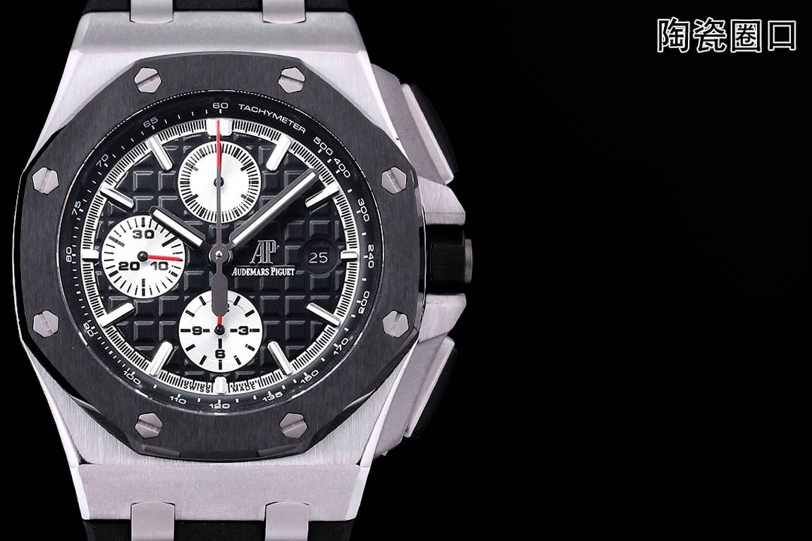 JF. Factory ceramic bezel   the highest version of the market     Audemars Piguet   Audemars Piguet Royal Oak Offshore Limited Edition Multifunctional Chronograph Mechanical Watch Size 44MM17MM 【Bezel】 bezel is the same 