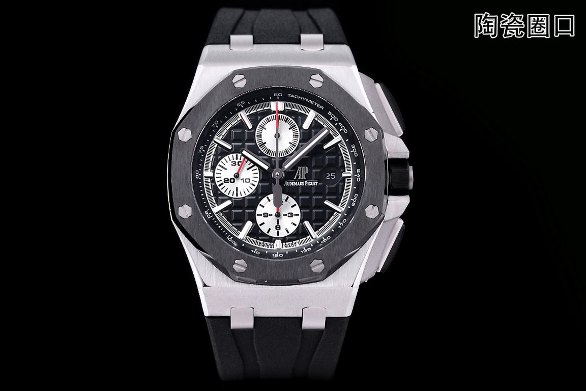 JF. Factory ceramic bezel   the highest version of the market     Audemars Piguet   Audemars Piguet Royal Oak Offshore Limited Edition Multifunctional Chronograph Mechanical Watch Size 44MM17MM 【Bezel】 bezel is the same 