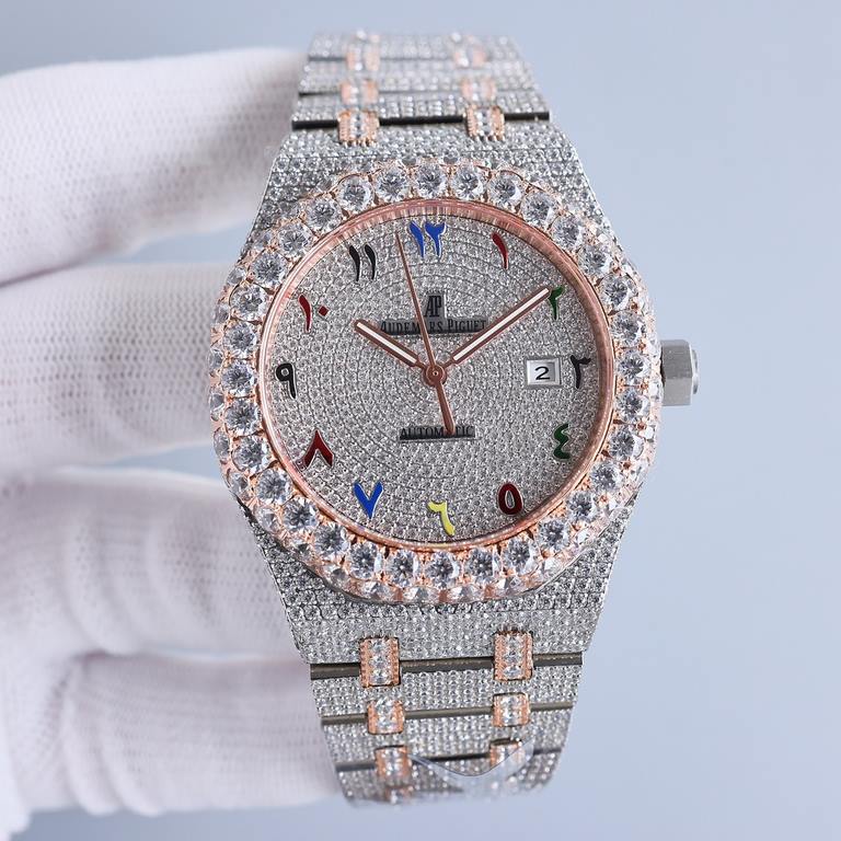 Large diamond-set bezel AP Audemars Piguet A real man has to take Audemars Piguet Own AP, brand new bezel with a large ring with diamonds, using imported Citizen to change the 324 machine Automatic Mechanical Men's Watch