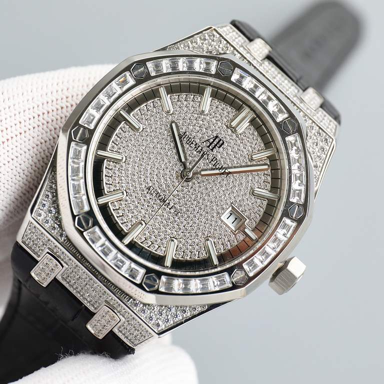 AP Audemars Piguet is a real man should take Audemars Piguet Own AP, brand new ring mouth with T-square pave diamond ring, using the imported Citizen to change the 324 machine Automatic mechanical men's watch, ultra-luxu