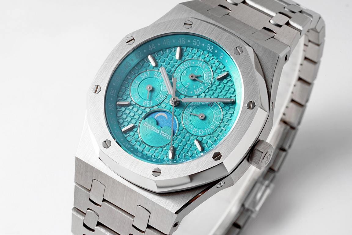 BF New Greenstone Turquoise   AP Audemars Piguet Royal Oak Multifunction 26574, 26606 , with replica original Cal.5134 movement, 316L stainless steel case, 41mm. Calendar, day of the week, month, moon phase and all other