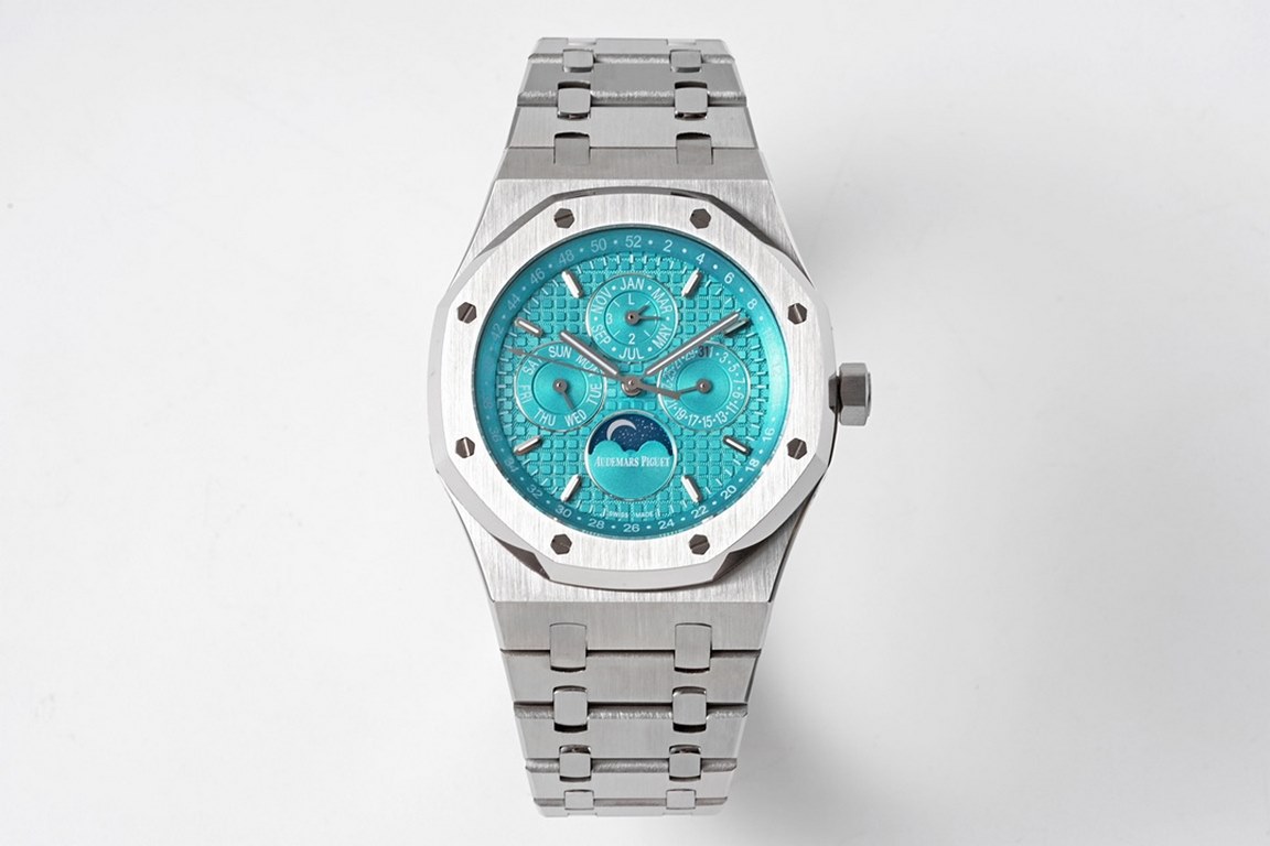 BF New Greenstone Turquoise   AP Audemars Piguet Royal Oak Multifunction 26574, 26606 , with replica original Cal.5134 movement, 316L stainless steel case, 41mm. Calendar, day of the week, month, moon phase and all other