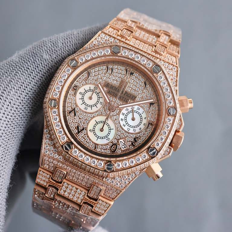 Literally diamond-set uniformAP Audemars Piguet A sky sky with imported quartz chronograph movement, men's wristwatch, luxury version Handmade full of diamonds Fine men's wristwatch Dignity atmosphere ~ style fashion tre