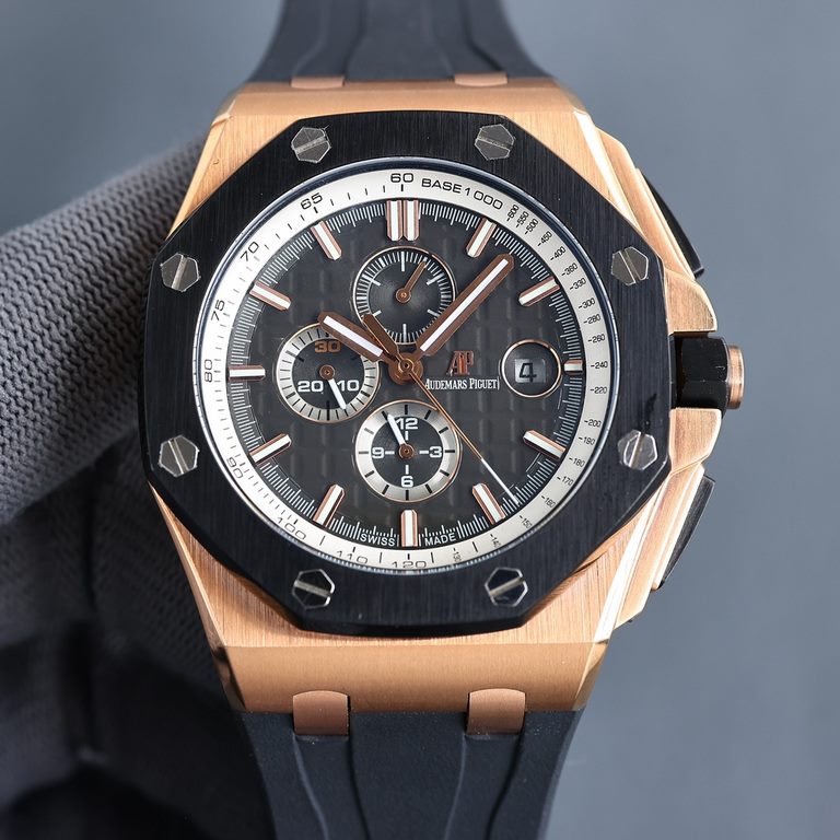 Audemars Piguet - Royal Oak Offshore   Anti-glare treated mineral glass Size 42mm14mm, waterproof tape with AP original pin buckle Equipped with replica original 3126 rotor Fully automatic mechanical movement octagonal s