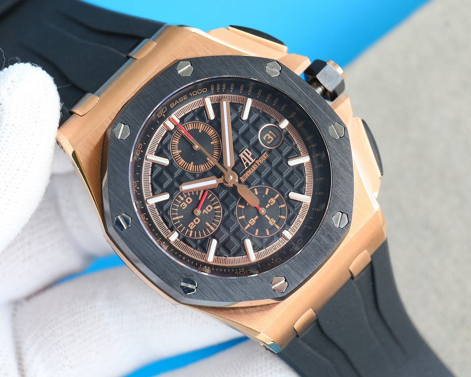 V2 version ceramic bezel   version     Audemars Piguet Royal Oak Offshore Limited Edition Multifunctional Chronograph Mechanical Watch V2 version upgraded calendar fonts, upgraded ceramic bezel, size 44MM17MM [bezel] bez