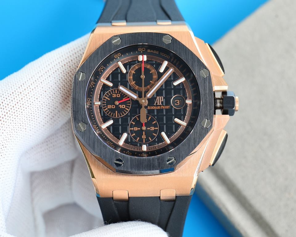 V2 version ceramic bezel   version     Audemars Piguet Royal Oak Offshore Limited Edition Multifunctional Chronograph Mechanical Watch V2 version upgraded calendar fonts, upgraded ceramic bezel, size 44MM17MM [bezel] bez