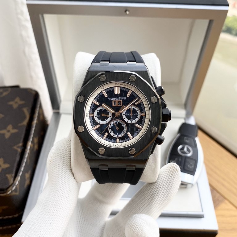 Audemars Piguet - AP  Royal Oak Multifunction Men's Watch Automatic Mechanical Movement 316 stainless steel case Mineral Super Glass Imported Rubber Strap Diameter 43mm Thickness 12mm BST Actual Photos The watch represen