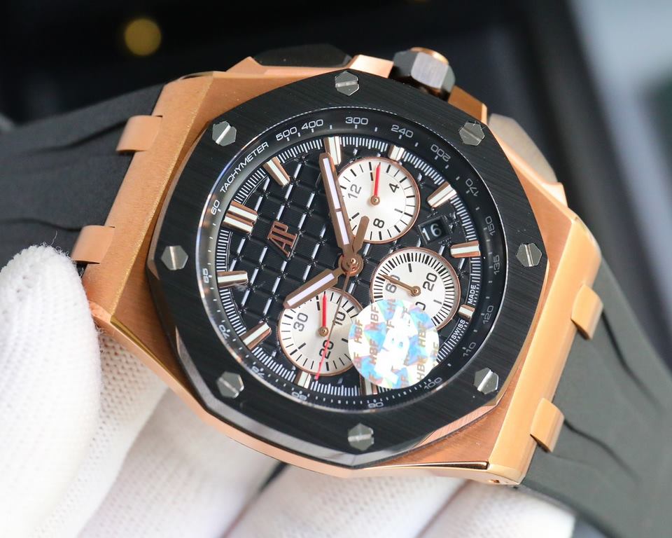 The same HBF latest Audemars Piguet, ceramic bezel   version     Audemars Piguet   Audemars Piguet Royal Oak Offshore Limited Edition Multifunctional Chronograph Mechanical Wristwatch Size 44MM17MM 【Bezel】 The bezel is t