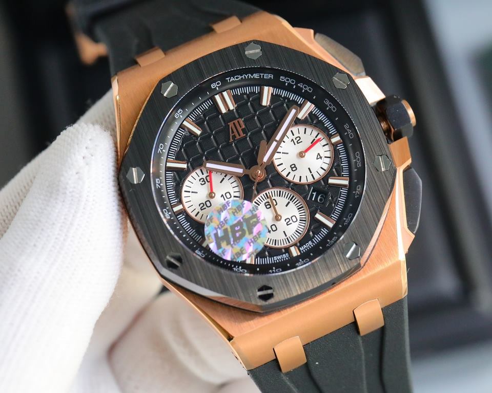 The same HBF latest Audemars Piguet, ceramic bezel   version     Audemars Piguet   Audemars Piguet Royal Oak Offshore Limited Edition Multifunctional Chronograph Mechanical Wristwatch Size 44MM17MM 【Bezel】 The bezel is t