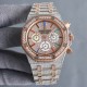 Literally diamond-set uniformAP Audemars Piguet A sky sky with imported quartz chronograph movement, men's wristwatch, luxury version Handmade full of diamonds Fine men's wristwatch Dignity atmosphere ~ style fashion tre