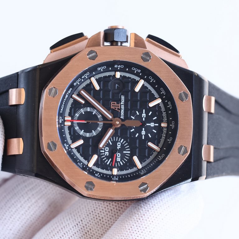 ceramic bezel   version     Audemars Piguet Royal Oak Offshore Limited Edition Multifunctional Chronograph Mechanical Wristwatch Dimensions 44MM17MM [bezel] bezel is consistent with the original use of imported ceramic b