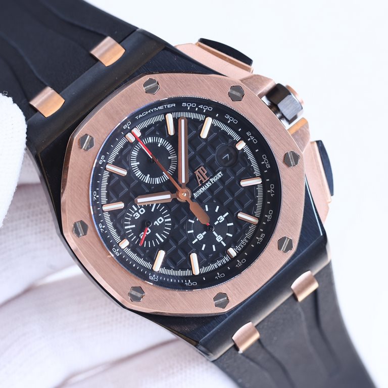 ceramic bezel   version     Audemars Piguet Royal Oak Offshore Limited Edition Multifunctional Chronograph Mechanical Wristwatch Dimensions 44MM17MM [bezel] bezel is consistent with the original use of imported ceramic b