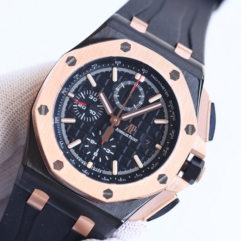 ceramic bezel   version     Audemars Piguet Royal Oak Offshore Limited Edition Multifunctional Chronograph Mechanical Wristwatch Dimensions 44MM17MM [bezel] bezel is consistent with the original use of imported ceramic b