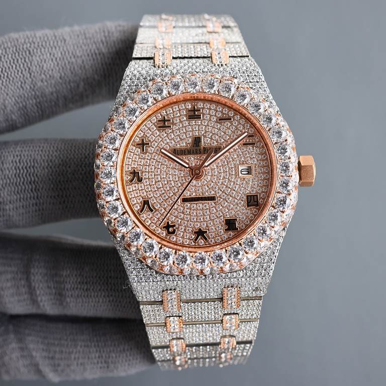 Large diamond encrusted bezel uniformAP Audemars Piguet A real man has to take Audemars Piguet Own AP, brand new bezel with large diamond-set bezel, using imported Citizen to change the 324 machine Automatic Mechanical M