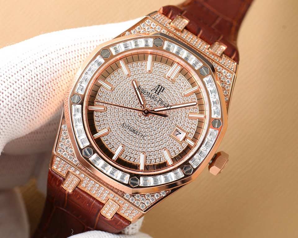 AP Audemars Piguet A real man should take Audemars Piguet With AP, new bezel with T-square diamond ring, using imported Citizen change 324 machine Automatic mechanical men's wristwatch, ultra-luxurious version Handmade f