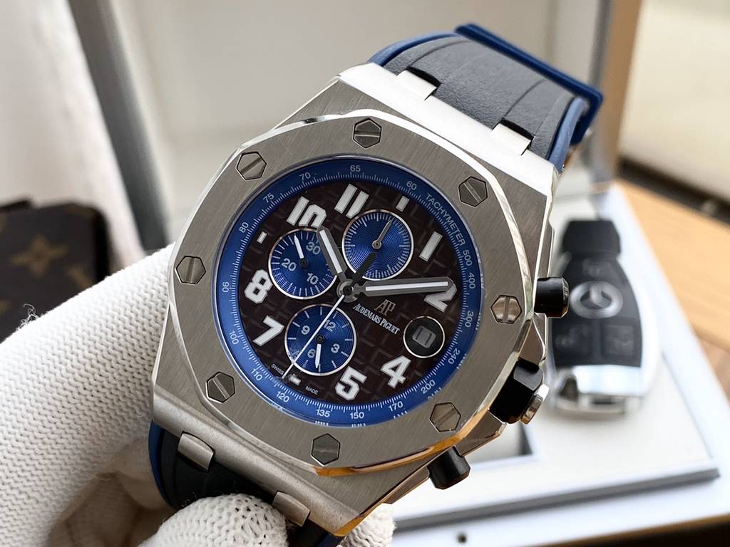 Audemars Piguet - AP  Royal Oak Multifunction Men's Watch Automatic Mechanical Movement 316 stainless steel case Mineral Super Glass Imported Rubber Strap Diameter 43mm Thickness 12mm BST Actual Photos The watch represen