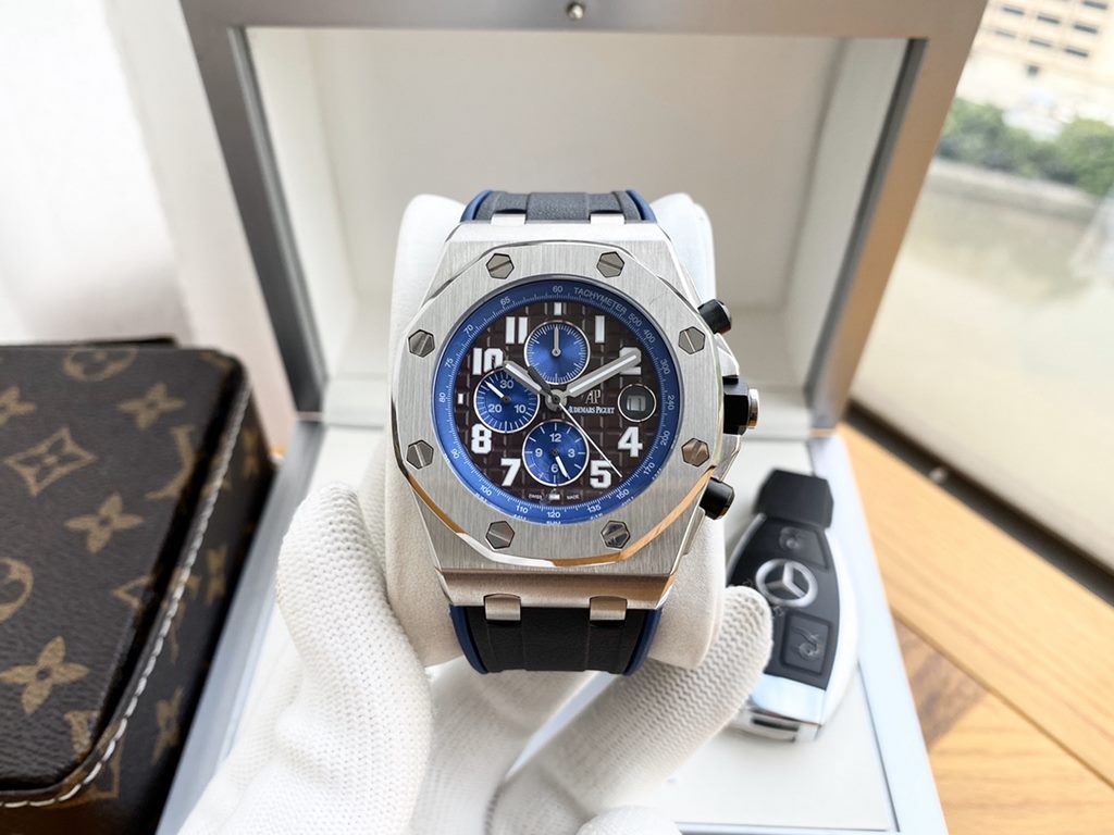 Audemars Piguet - AP  Royal Oak Multifunction Men's Watch Automatic Mechanical Movement 316 stainless steel case Mineral Super Glass Imported Rubber Strap Diameter 43mm Thickness 12mm BST Actual Photos The watch represen