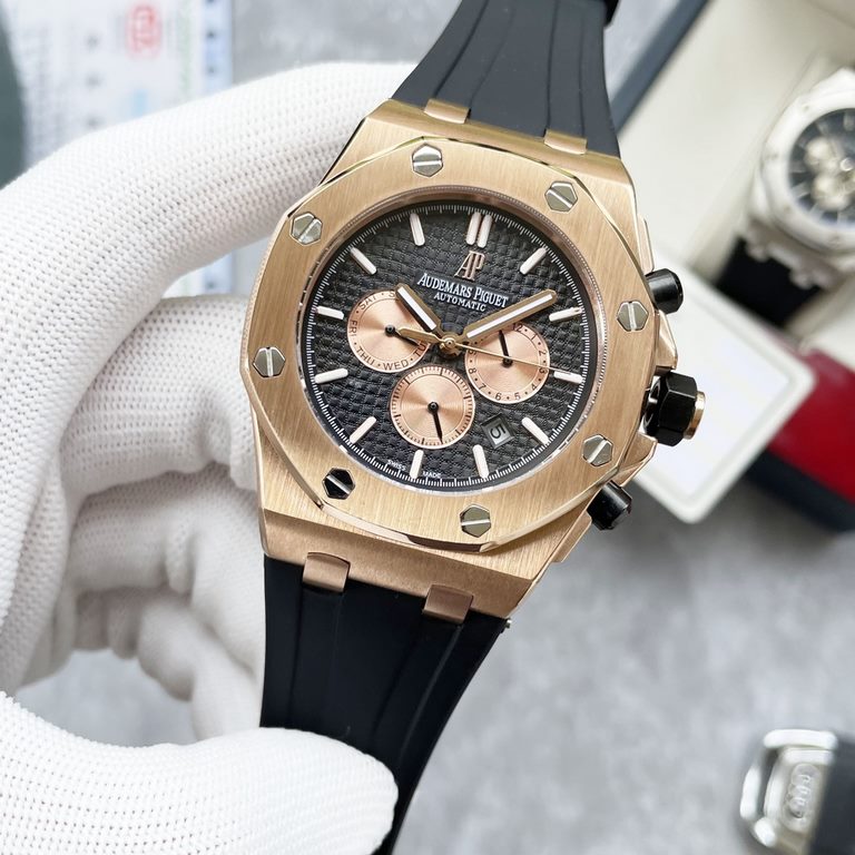 Audemars Piguet - Royal Oak Offshore   Anti-glare treated mineral glass Size 42mm14mm, waterproof tape with AP original pin buckle Equipped with replica original 3126 rotor Fully automatic mechanical movement octagonal s