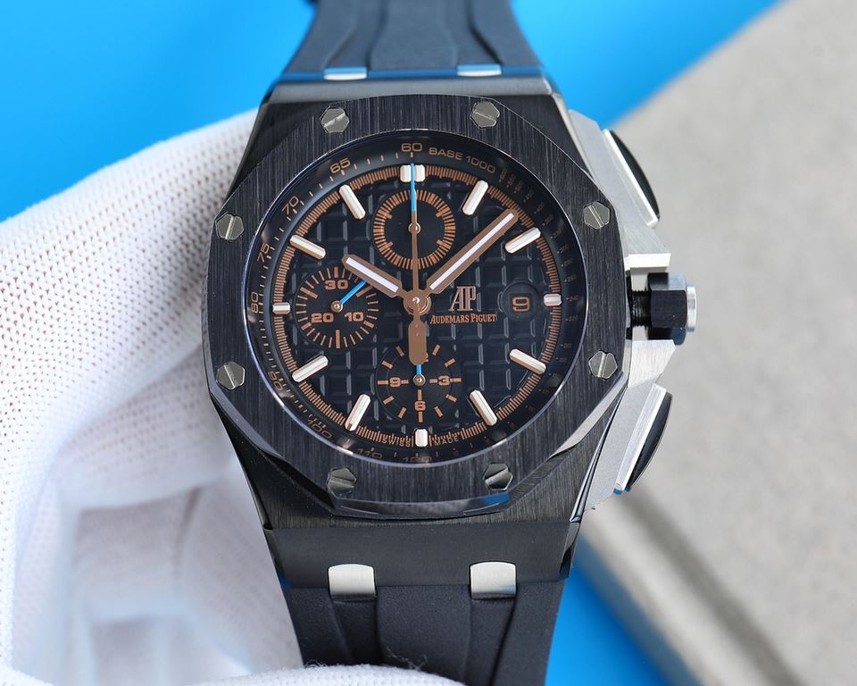 V2 version ceramic bezel   version     Audemars Piguet Royal Oak Offshore Limited Edition Multifunctional Chronograph Mechanical Watch V2 version upgraded calendar fonts, upgraded ceramic bezel, size 44MM17MM [bezel] bez