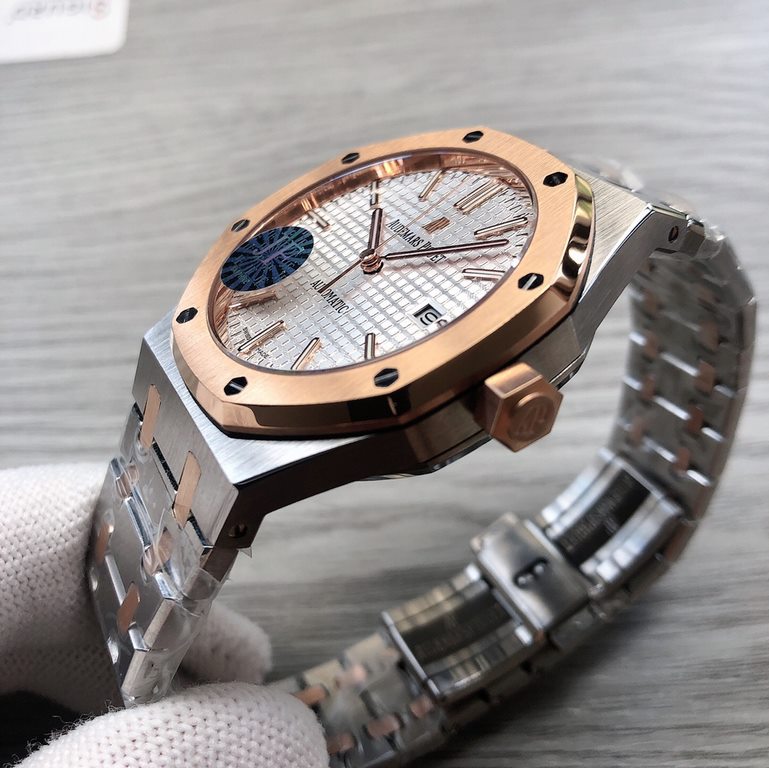 JF AP  Audemars Piguet Royal Oak Model 15500OR.OO.D002CR.01 Automatic Men's Mechanical Watch Caliber Cal.3120 Tartan dial Sapphire glass on both sides Dimensions 42mm x 10.5mm Super-LumiNova (steel bracelet, leather stra