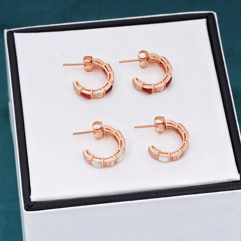 1 bv 18 k zircon elements snake bone earrings really too beautiful!Cold high-class all show temperament Hundred with no loss of elegance Daily collocation fashion must-have Super texture 2.93g