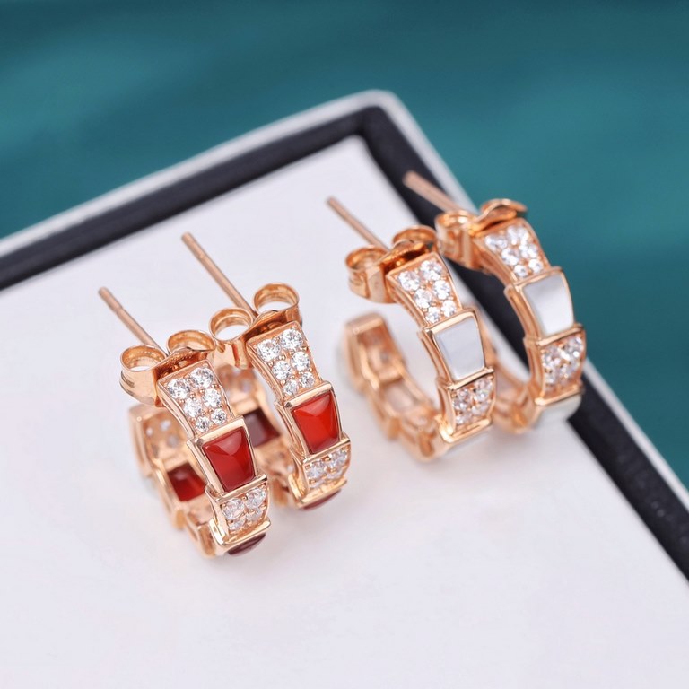 1 bv 18 k zircon elements snake bone earrings really too beautiful!Cold high-class all show temperament Hundred with no loss of elegance Daily collocation fashion must-have Super texture 2.93g