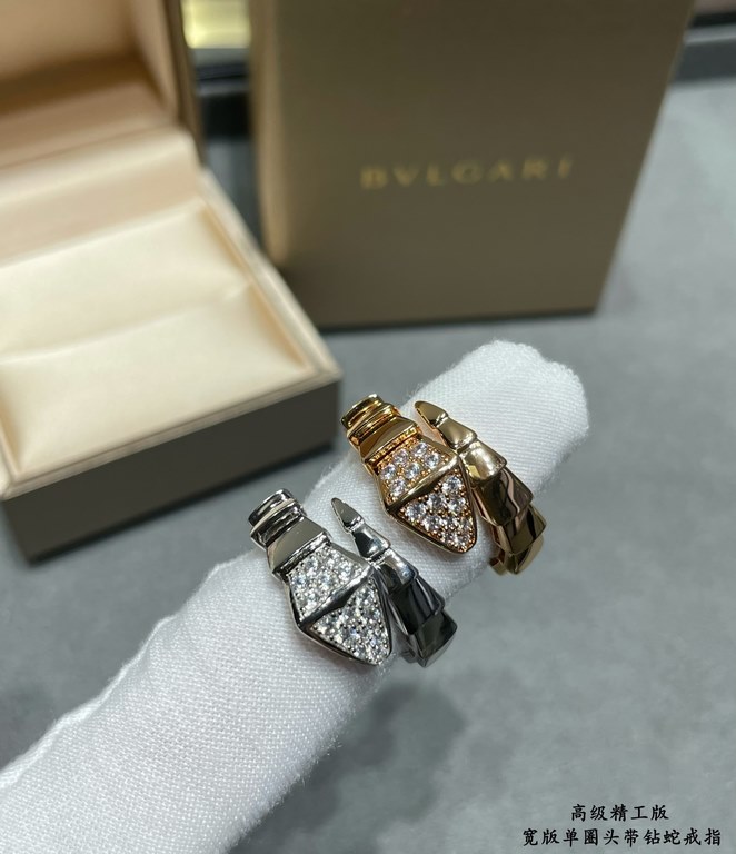 V Gold Material Premium Edition. Yardage 5678. bvlgari wide version of the single bezel head with diamonds snake ring  , true fragrance series... Simple and generous in kind, beautiful price Fine workmanship No deformati