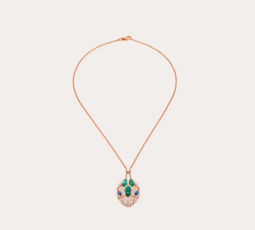 C557  Bv Home Spirit Snake Series Turquoise Blue Eyes Snake Head Necklace Bully Classic Versatile Made of Imported s925 Sterling Silver Rose Gold Electroplated Thick Gold Sterling Silver Necklace 165.