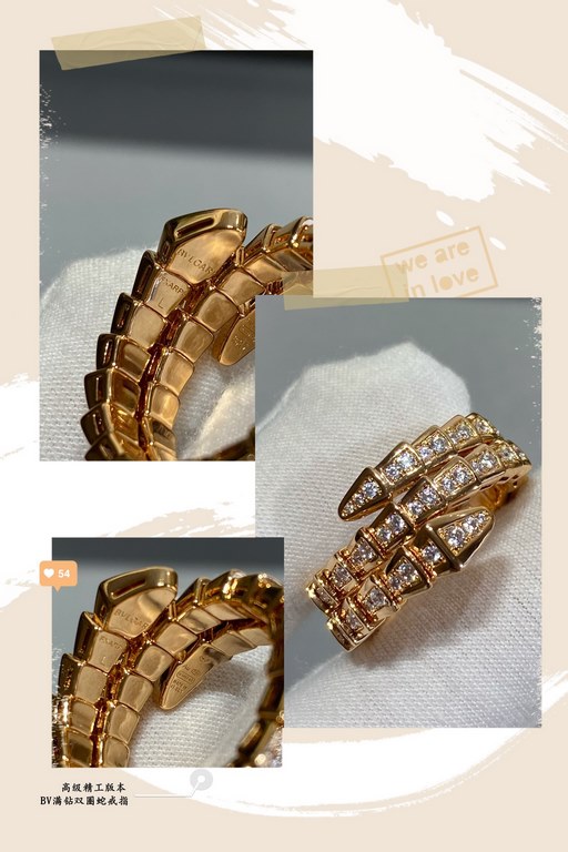 V gold material Size 5678. bvlgari premium full diamonds three circle snake ring   true fragrance collection... The real thing is simple and generous The price is beautiful The workmanship is exquisite The use of memory 