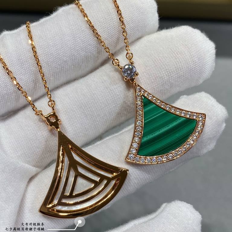 (ZP open version 2.5) V gold plated imitation gold (large upgraded version) Premium White Shell 150 Natural Malachite 160 Bulgari Z Large Premium Shell Scalloped Skirt Necklace, full of femininity Salute to the ultimate 