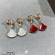 V gold plated miked (new version) Bvlgari Premium Mother of Pearl Head with Diamonds Scalloped Skirt Earrings  Divas' Dream Collection Tanabata Limited! High-end customized fire counter    one to one original     luxury 