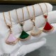 V gold material Tanabata limited edition (white diamonds) Bvlgari high-grade pink eggstone fan-shaped skirt necklace original engraved beautiful   diva series   one to one customized hot small skirt fan   luxury beautifu