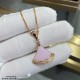 V gold material Tanabata limited edition (white diamonds) Bvlgari high-grade pink eggstone fan-shaped skirt necklace original engraved beautiful   diva series   one to one customized hot small skirt fan   luxury beautifu