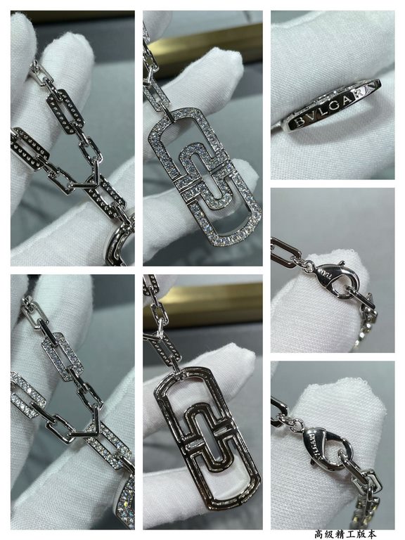 Full length 65cm!!!  each section of the clasp is chained by hand. Bvlgari openworked paperclip necklace. Bulgari's designers will be the elements of the paperclip into the jewelry design, this regular and orderly, ratio