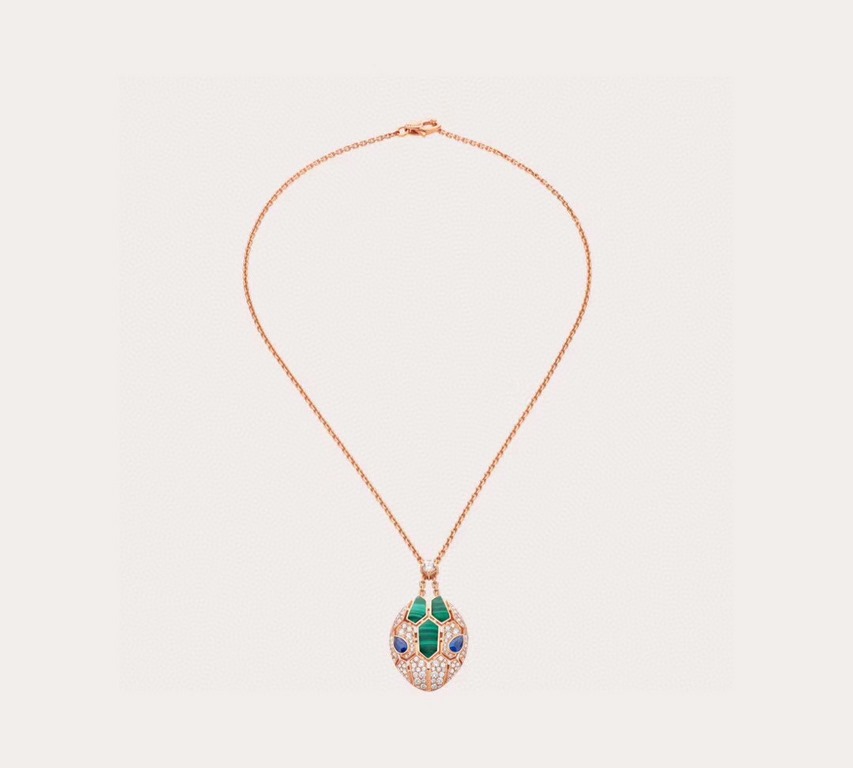 Bv Home Snake Series Turquoise Blue Eyes Snake Head Necklace Bullying Classic Versatile Made of imported s925 sterling silver Rose gold Electroplated thick gold Necklace