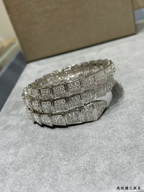 (actual price) in matt gold . PREMIUM FINISHED EDITION BVLGARI Bvlgari Wide Edition Triple Loop Full Diamond Snake Bracelet   The delicate and alluring lines of the design are adorned with brilliant diamonds   so that do