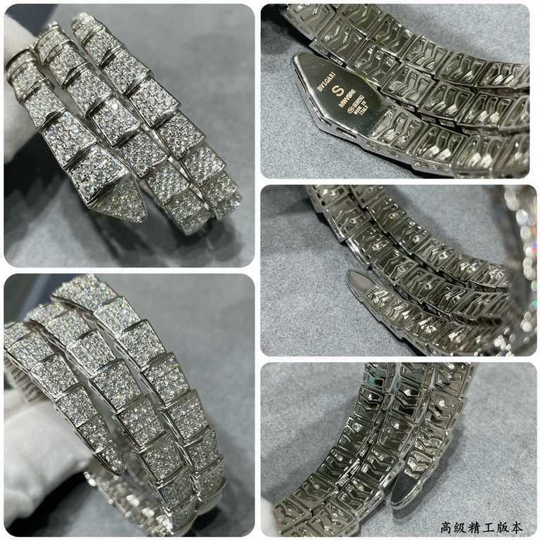 (actual price) in matt gold . PREMIUM FINISHED EDITION BVLGARI Bvlgari Wide Edition Triple Loop Full Diamond Snake Bracelet   The delicate and alluring lines of the design are adorned with brilliant diamonds   so that do