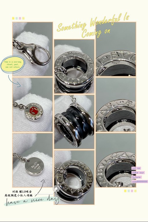 9 2  5  New CNC Bvlgari Charity Little Red Man Black Ceramic Necklace  Original build Chain body Thickness and thickness Stainless steel Little Red Man Craftsmanship All in keeping with the original Bvlgari traditional h