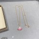 V gold plated imitation gold (pair size) Bvlgari gradient pink diamond fan skirt necklace, embedded with a central brilliant red zircon and brilliant cut, and round diamonds  , decorated with pave diamonds  , full of fem