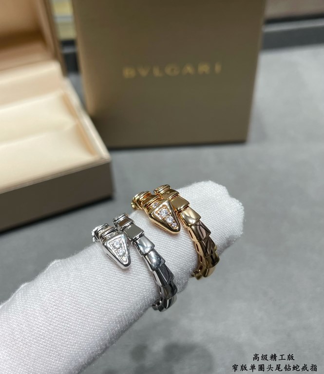 V Gold Material Premium Edition. Yardage 5678. bvlgari narrow version single bezel head and tail diamond snake ring  , true fragrance collection... Simple and generous in kind, beautiful price Exquisite workmanship Using