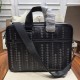 Woven briefcase Imported fetal cowhide leather hand-woven Zipper closure Highest quality on the net Size 36527cm