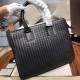 Woven briefcase Imported fetal cowhide leather hand-woven Zipper closure Size 38829cm