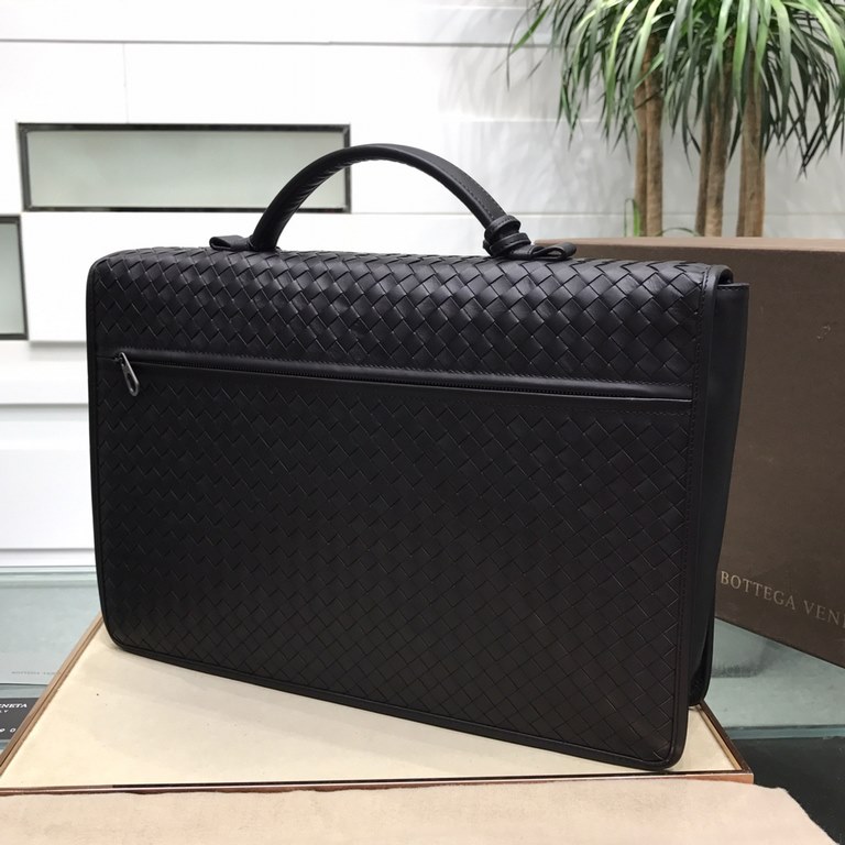 Woven Briefcase Imported Tire Cowhide Leather Pure Hand-Woven Zipper ClosureSize 40827cm